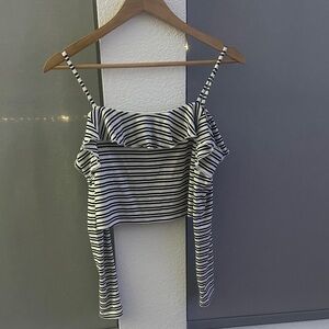 Forever 21 Black and White Striped Crop Top